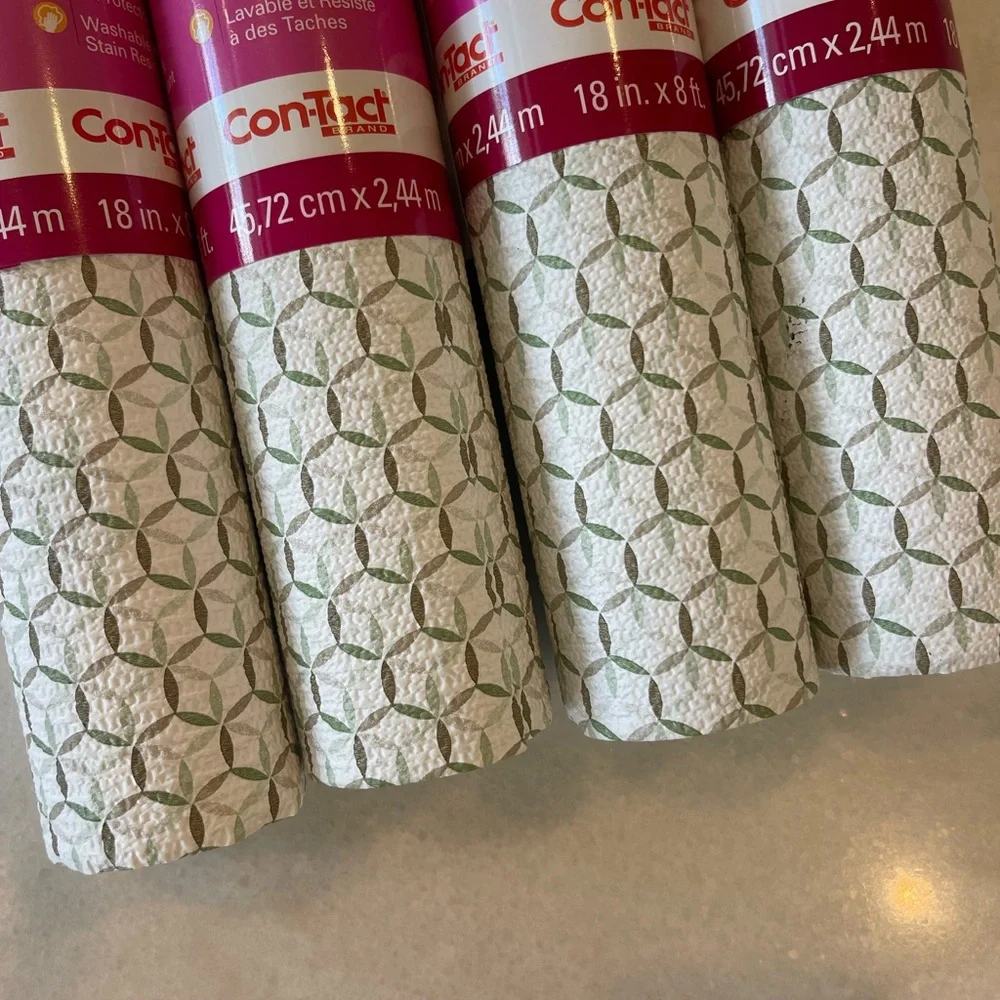 Con-Tact Grip Prints Non Adhesive Shelf Liner Twirl Mint Geometric Lot of 4 NEW